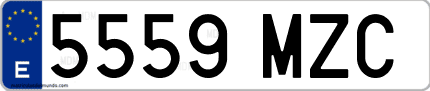Ejemplo de matrícula de coche ordinaria 5559 MZC