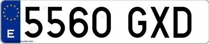 Ejemplo de matrícula española 5560 GXD