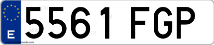 Ejemplo de matrícula de coche ordinaria 5561 FGP