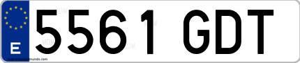 Ejemplo de matrícula de coche ordinaria 5561 GDT