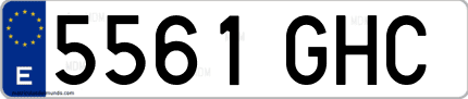 Ejemplo de matrícula de coche ordinaria 5561 GHC