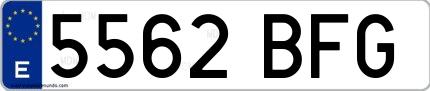 Ejemplo de matrícula española 5562 BFG