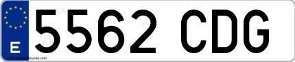 Ejemplo de matrícula española 5562 CDG