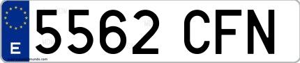 Ejemplo de matrícula española 5562 CFN