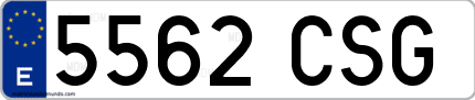 Ejemplo de matrícula de coche ordinaria 5562 CSG