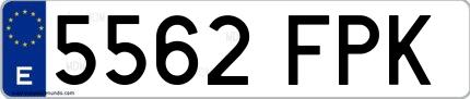 Ejemplo de matrícula española 5562 FPK