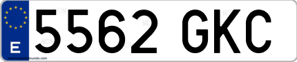 Ejemplo de matrícula de coche ordinaria 5562 GKC