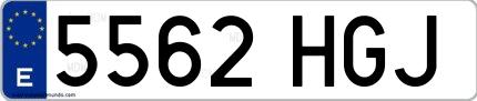 Ejemplo de matrícula española 5562 HGJ