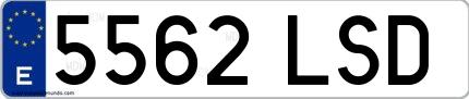 Ejemplo de matrícula española 5562 LSD
