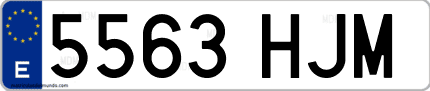 Ejemplo de matrícula de coche ordinaria 5563 HJM