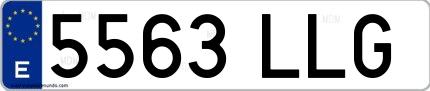 Ejemplo de matrícula española 5563 LLG