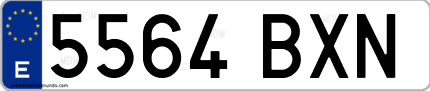 Ejemplo de matrícula de coche ordinaria 5564 BXN