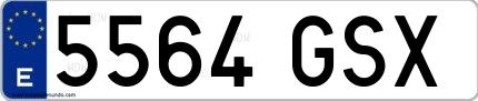 Ejemplo de matrícula española 5564 GSX