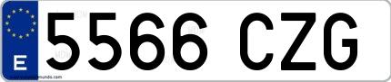 Ejemplo de matrícula española 5566 CZG