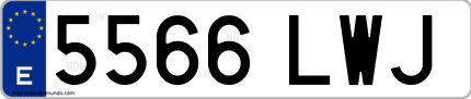Ejemplo de matrícula de coche ordinaria 5566 LWJ