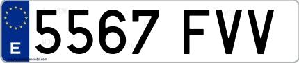 Ejemplo de matrícula española 5567 FVV