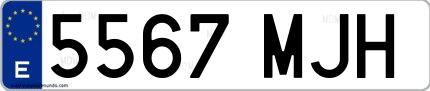 Ejemplo de matrícula española 5567 MJH