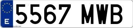 Ejemplo de matrícula española 5567 MWB
