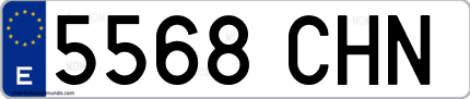 Ejemplo de matrícula de coche ordinaria 5568 CHN