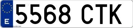Ejemplo de matrícula española 5568 CTK