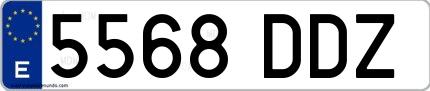 Ejemplo de matrícula española 5568 DDZ