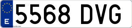 Ejemplo de matrícula de coche ordinaria 5568 DVG