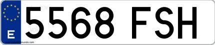 Ejemplo de matrícula española 5568 FSH