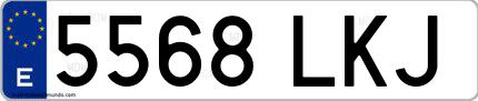 Ejemplo de matrícula española 5568 LKJ