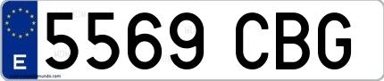 Ejemplo de matrícula española 5569 CBG