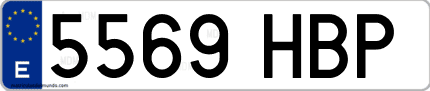Ejemplo de matrícula de coche ordinaria 5569 HBP
