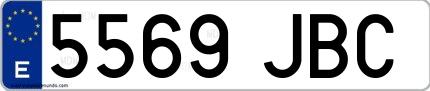 Ejemplo de matrícula española 5569 JBC