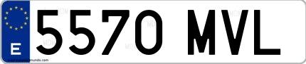 Ejemplo de matrícula española 5570 MVL
