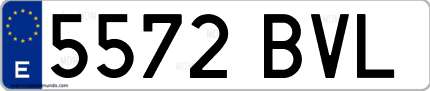 Ejemplo de matrícula de coche ordinaria 5572 BVL