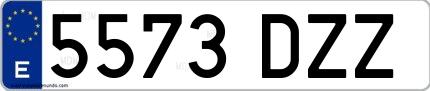 Ejemplo de matrícula española 5573 DZZ
