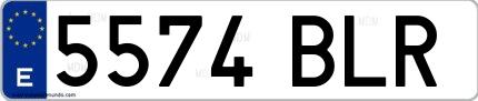 Ejemplo de matrícula española 5574 BLR