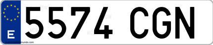 Ejemplo de matrícula de coche ordinaria 5574 CGN