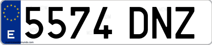 Ejemplo de matrícula de coche ordinaria 5574 DNZ