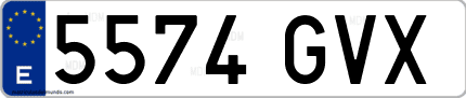 Ejemplo de matrícula de coche ordinaria 5574 GVX