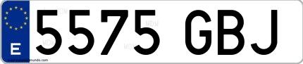 Ejemplo de matrícula española 5575 GBJ