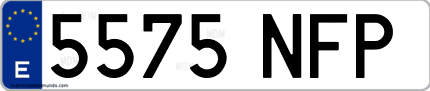 Ejemplo de matrícula de coche ordinaria 5575 NFP