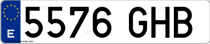 Ejemplo de matrícula de coche ordinaria 5576 GHB