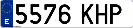 Ejemplo de matrícula de coche ordinaria 5576 KHP