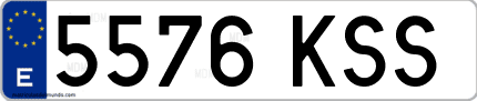 Ejemplo de matrícula de coche ordinaria 5576 KSS
