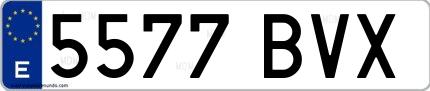 Ejemplo de matrícula española 5577 BVX