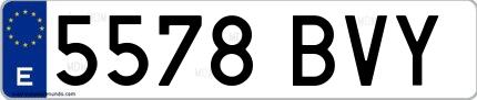 Ejemplo de matrícula española 5578 BVY