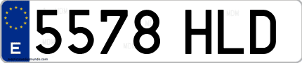 Ejemplo de matrícula de coche ordinaria 5578 HLD