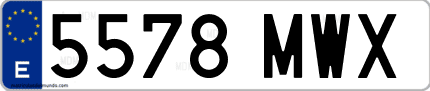 Ejemplo de matrícula de coche ordinaria 5578 MWX