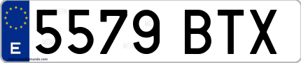Ejemplo de matrícula de coche ordinaria 5579 BTX