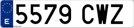 Ejemplo de matrícula española 5579 CWZ