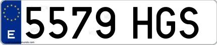 Ejemplo de matrícula española 5579 HGS